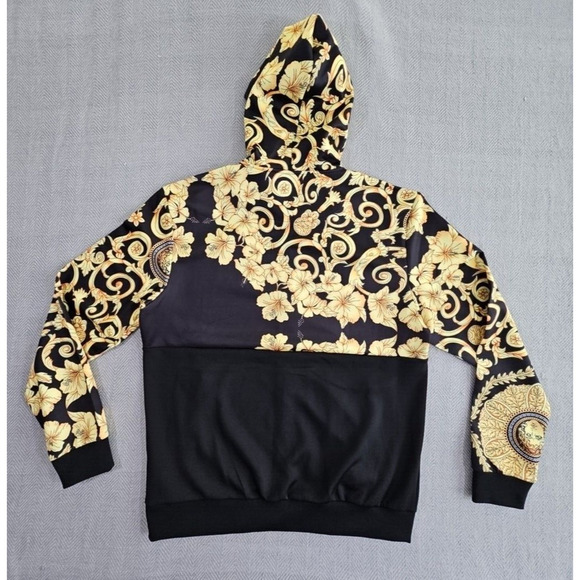 Stacy Adams Baroque Designer Style Full Zip Hoodie Size Large Luxury Y2K Luxe - Picture 14 of 16